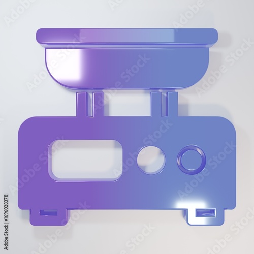 Purple-blue Electronic scales icon isolated on grey background. Weight measure equipment. Minimalism concept. 3D render illustration
