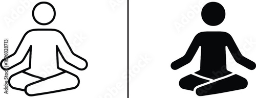 Meditation Symbol: This minimalist graphic captures a serene meditation pose, designed to visually represent the essence of mindfulness and inner peace.