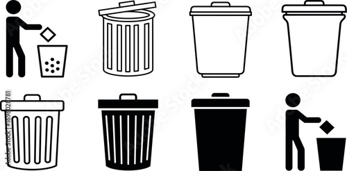 Trash icons set. trash can icon. delete sign and symbol.