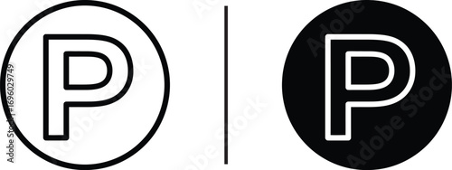 Parking Symbol Duo: A classic depiction of parking symbols. It show the symbol with both contrast and design style