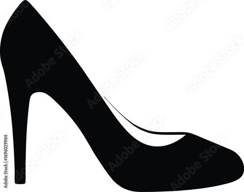 Elegant Black High Heel Shoe Silhouette Vector Elegant Fashion Footwear Illustration Minimalist Style Classic Design Formal Wear