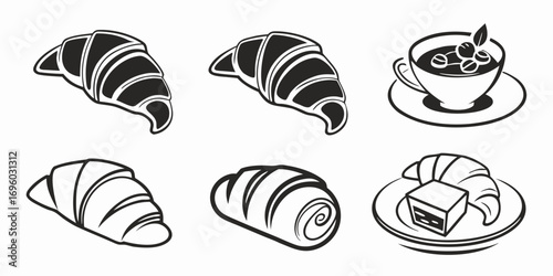 Delicious Croissants and Coffee Cup Illustration.