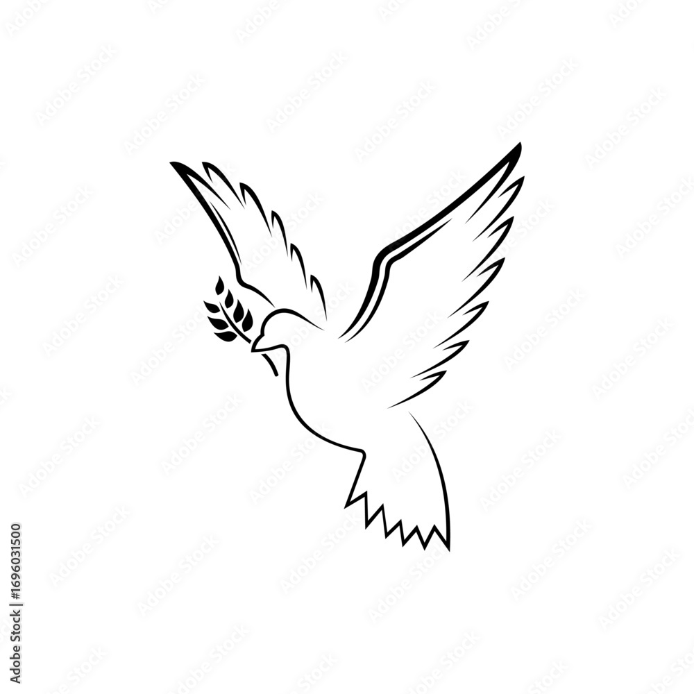 Fototapeta premium Simple and elegant dove icon vector template, a symbol of peace.