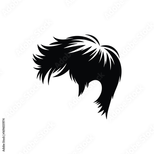 Stylized black silhouette of a modern men s hairstyle