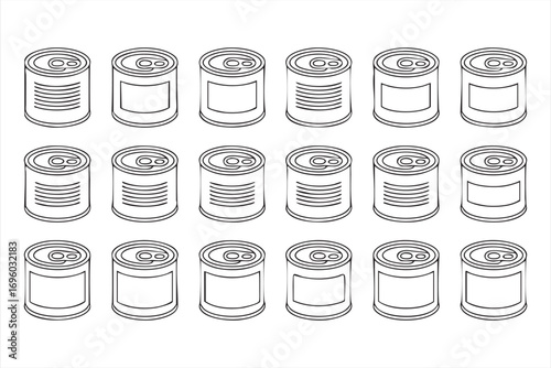 Canned Food Vector Icons Tin Cans with Pull Tabs and Blank Labels