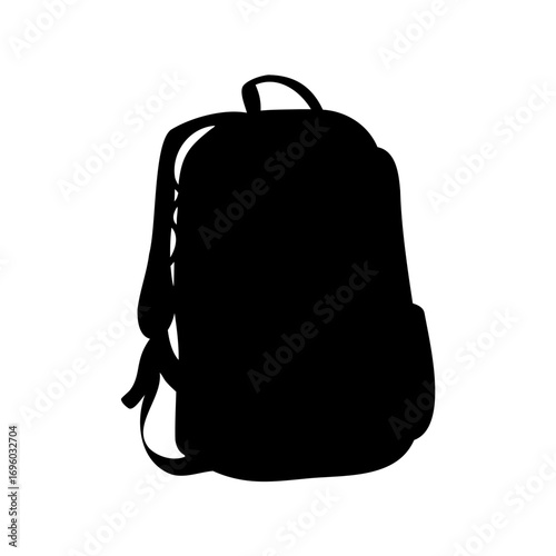 Black silhouette of a backpack, perfect for adventures and school days
