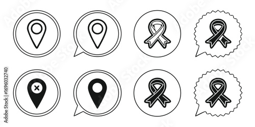 Location Pin and Awareness Ribbon Icons.