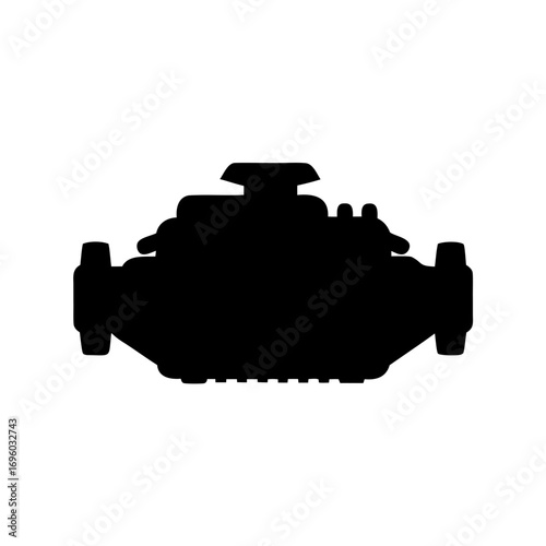 Silhouette of a robust car engine block, powerful machinery illustration