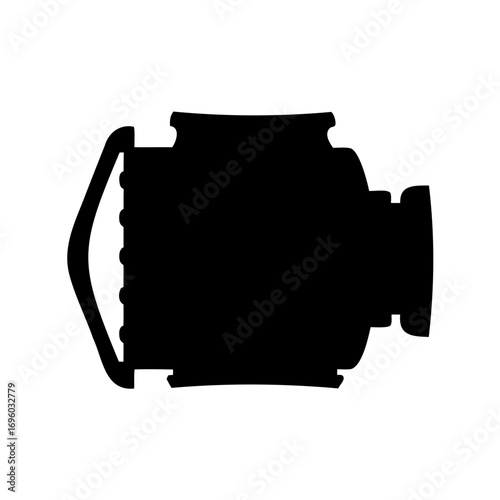 Black silhouette of an automotive internal combustion engine on a white background