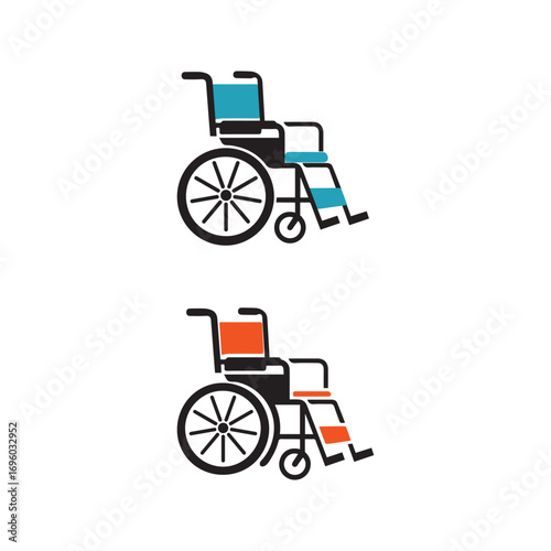 Stylized Wheelchair Icons – Blue and Orange Minimal Design