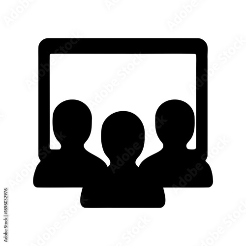 Three people in a conference call or online meeting icon design