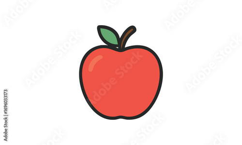 Simple Red Apple Clip Art – Minimalist Fruit Illustration in Cartoon Style