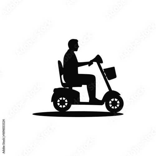 Mobility Scooter with Rider , Accessibility Silhouette Illustration