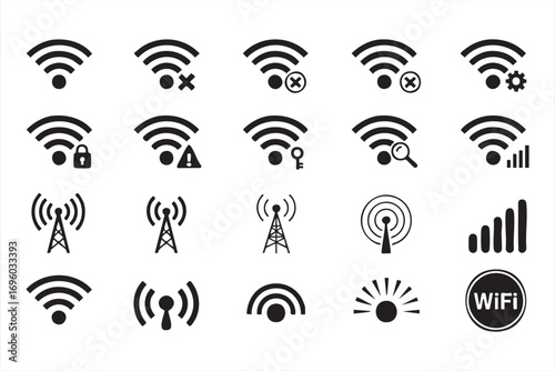 WiFi and Network Connection Icons for Tech and Web Design