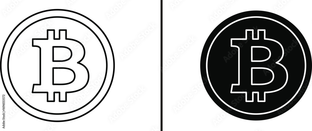 Obraz premium Bitcoin Symbol: A clear depiction of Bitcoin symbol, representing digital currency and the future of finance, set against contrasting backgrounds.