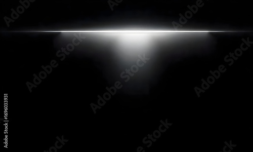 Bright White Light Beam Shining Down From Above Against Dark Background spotlight light ray