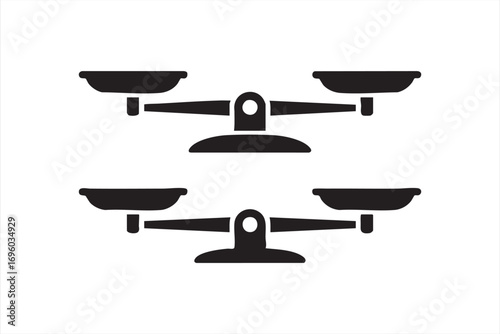 Balance Scale Icon Set in Black Silhouette Vector Style