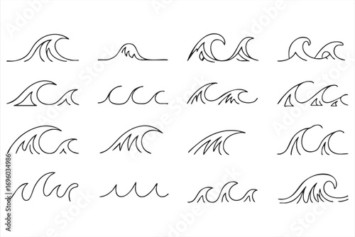 Abstract Line Wave Collection for Swimming, Surf, and Beach Themes