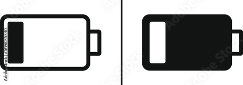 Battery Level Indicator: An abstract and minimalist depiction of battery icons representing low and full charge, conveying the core essence of power and energy status.