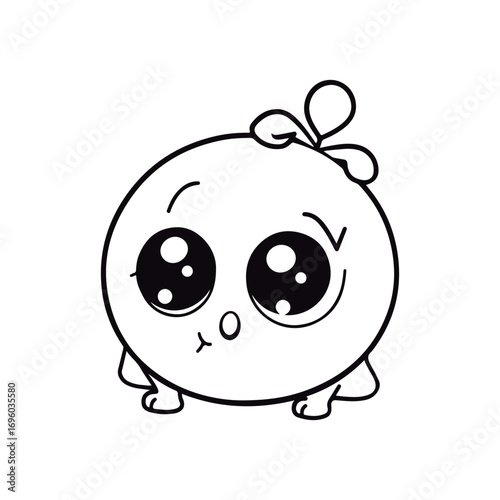 Coloring Page Of cartoon cute baby Frog kawai Coloring Book for kids.