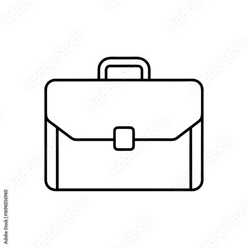 Outline drawing of a closed briefcase bag on transparent background