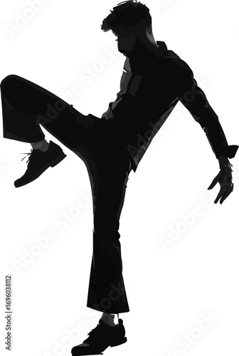Silhouette of a Man in Dynamic Dance or Action PoseSilhouette of a Man in Dynamic Dance or Action Pose