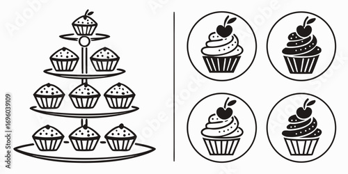 cupcake-tower-icons-set---8-minimalist-icons---bla