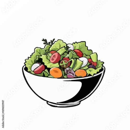 fresh salad with tomatoes in bowl