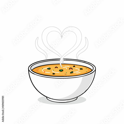 illustration of a bowl of soup with heart