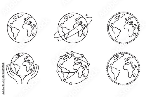 Vector Symbols of Planet Earth International Unity and Environmental Care