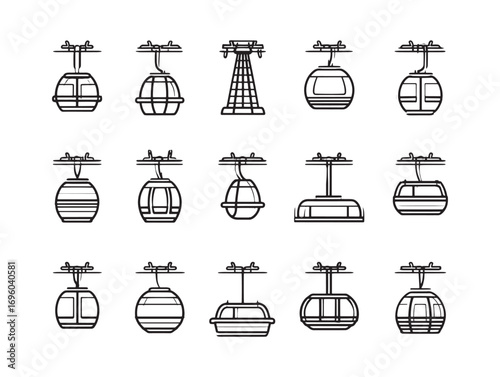 Cable Car Ultra Minimalist Line Drawing