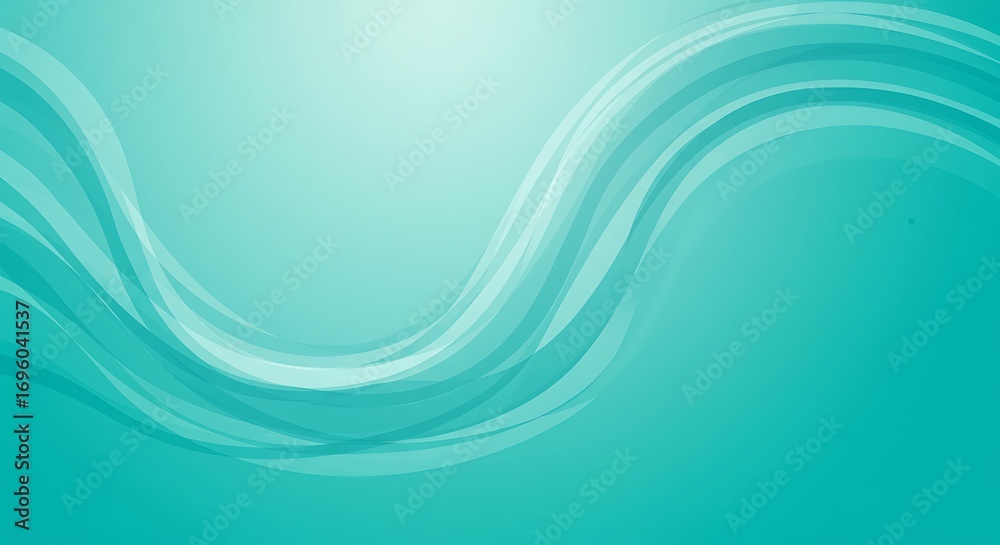 Obraz premium Abstract teal background with flowing wavy lines and gradient.