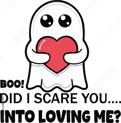 Adorable Ghost Holding Heart Boo! Did I Scare You Into Loving Me?
