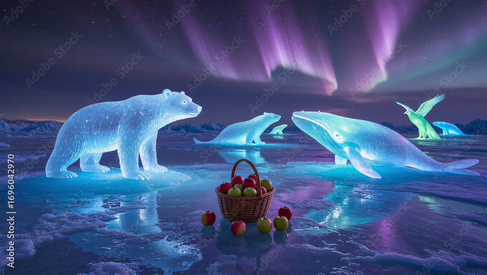 custom made wallpaper toronto digitalMystical ice creatures illuminated by northern lights at night
