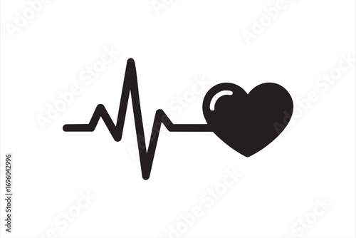 Flat Heartbeat and Heart Icon for Hospital Clinic and Emergency Design