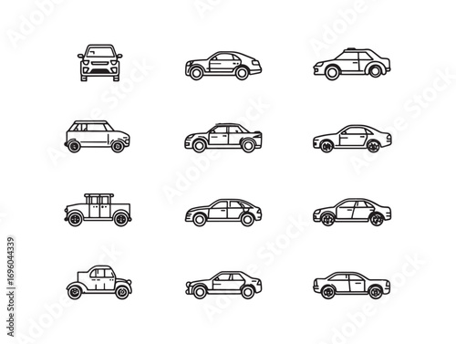 Car Ultra Minimalist 2D Line Icons