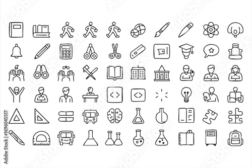 Classroom and Knowledge Line Icons Collection for Education and Training