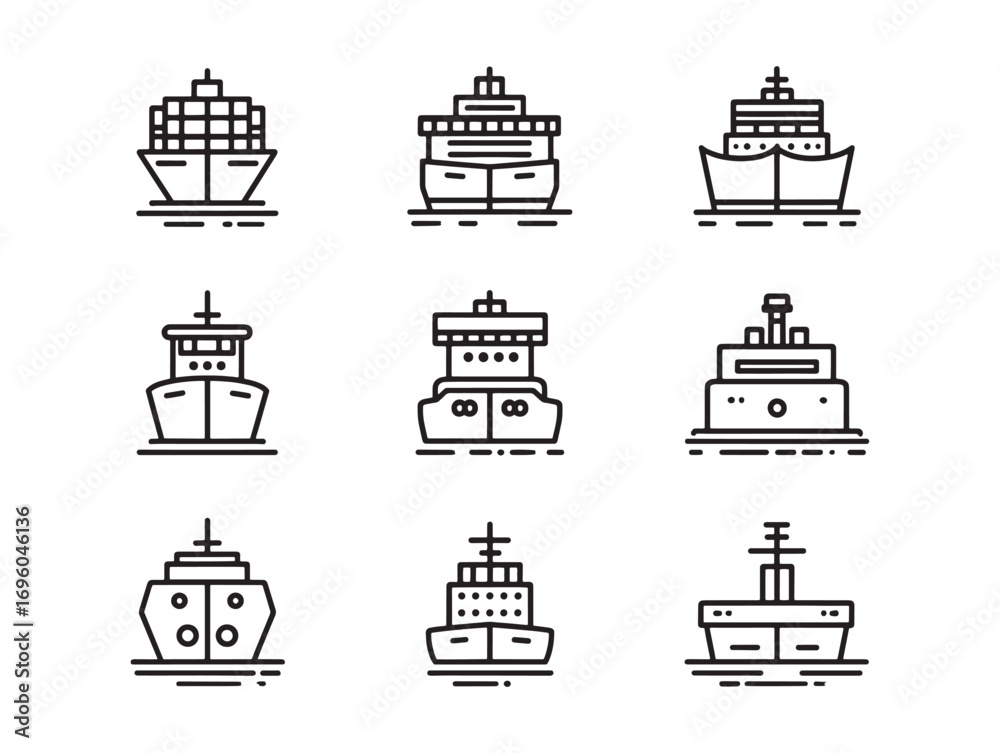 Fototapeta premium Cargo Ship Ultra Minimalist 2D Line