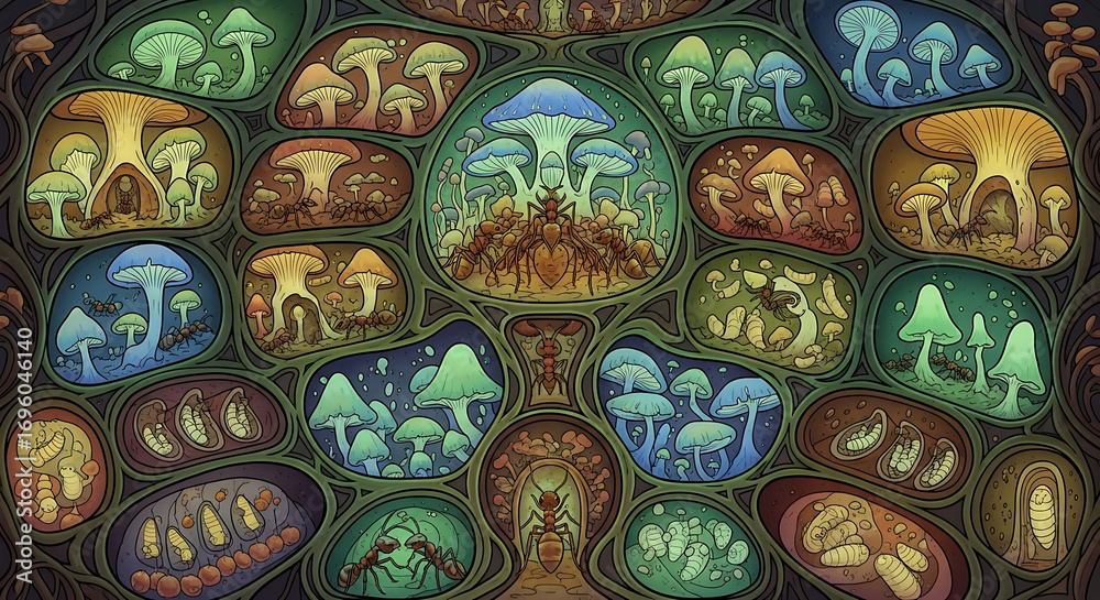 Fototapeta premium Fantasy mushroom forest illustration