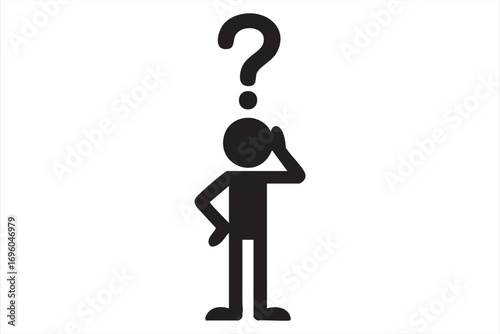 Silhouette of Man Thinking with Question Mark for Problem Solving