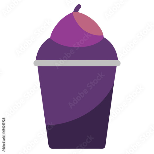 Purple shaved ice treat in a cup vector on white background.