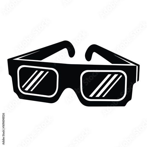 Vector art of black and white silhouette of 3d glasses isolated on a