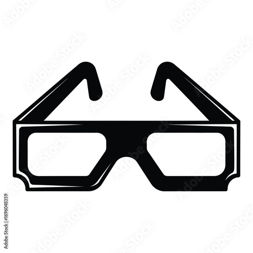 Vector art of black 3d glasses icon with a modern, clean design isolated on white