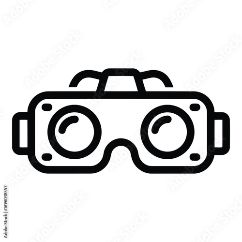 Vector art of simple black and white outline icon of a virtual reality headset
