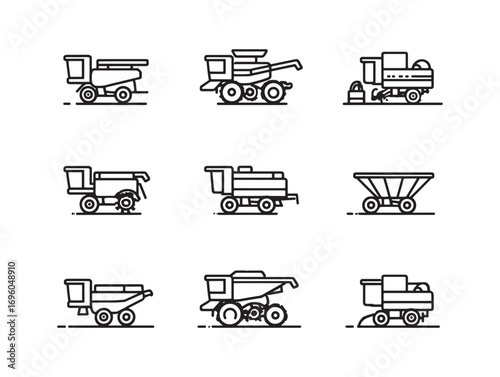Combine harvester ultra minimalist 2D line