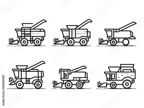 Combine harvester ultra minimalist 2D line