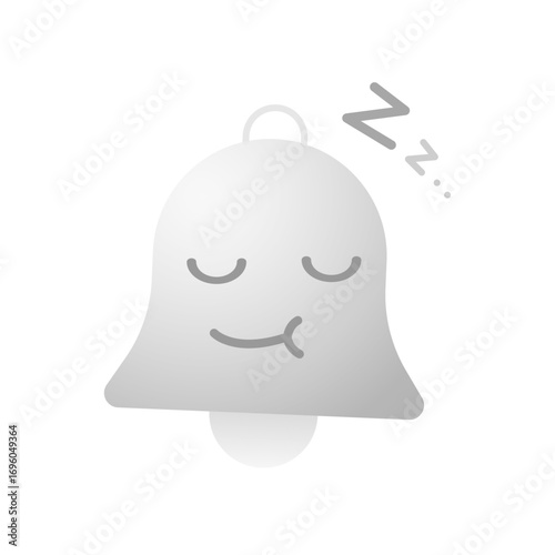 illustration of a sleeping bell icon silhouette. no notifications, quiet alert, or empty reminder. Minimalist design concept for mobile app, user interface, and digital communication