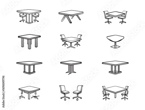Conference table ultra minimalist 2D illustration