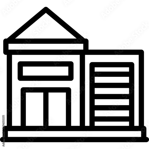 House with Garage Icon Vector Element