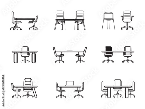 Conference table ultra minimalist 2D illustration